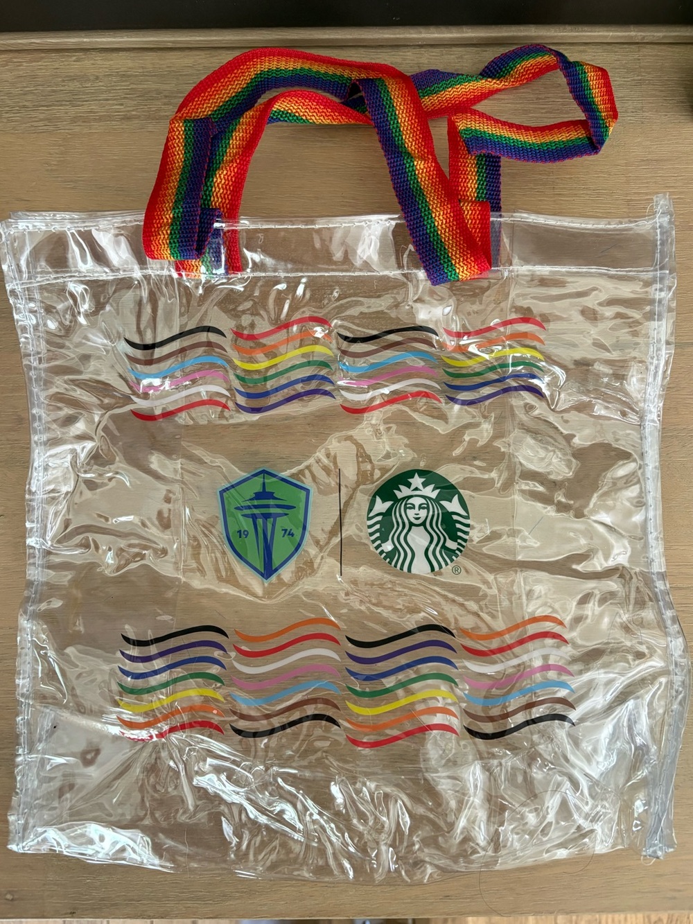 Starbucks Pride Tote Bag Seattle Clear Rainbow Rare Bag Collab Travel Work